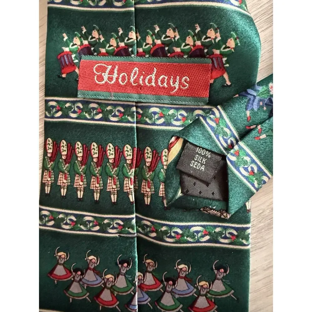 Vintage SILK 12‎ Days Of Christmas Neck Tie